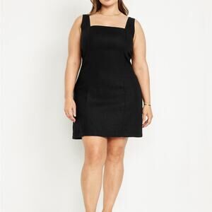 Old Navy black Square Neck Linen Blend Mini Dress